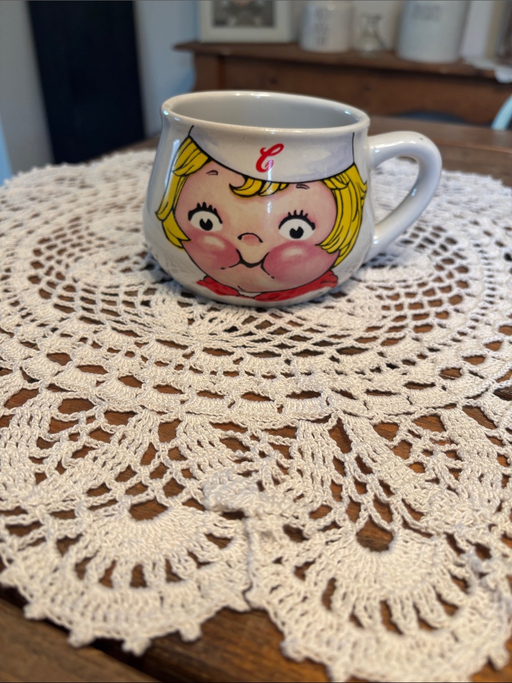 1998 Campbell’s Ceramic White Novelty Child Face Mug - Cute Pink Cheeks